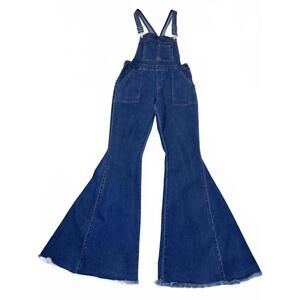 Reverof vintage-style retro cotton denim flared bell bottom overalls Size Large